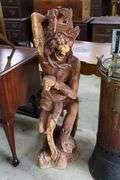 Vintage Southeast Asian Teak Carving of Anthropomorphic Figure