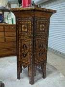 Antique Ethnographic Inlaid Tabouret Table