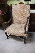 French Provincial Carved Walnut Armchair