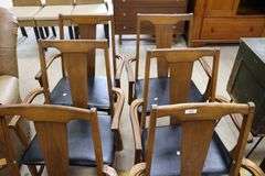 (6) MCM Walnut Armchairs, Wear and Tear