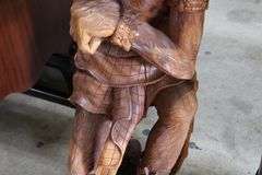 Vintage Southeast Asian Teak Carving of Anthropomorphic Figure