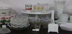 Lot of Vintage Glassware, Fenton Hobnail, Milk Glass, Punch Bowl Etc.