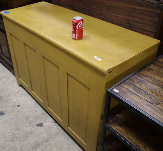 Antique Farmhouse Feed or Wood Box in Vintage Mustard Paint