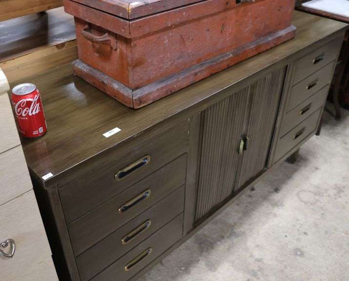 United MCM Triple Dresser Credenza, Painted