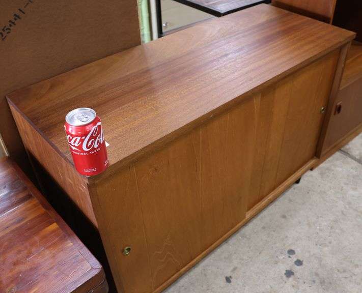 MCM Walnut Sliding Door Credenza