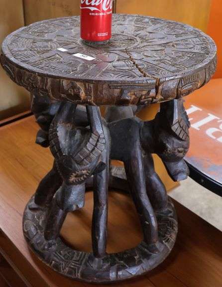 Vintage African Carved Wood Cocktail Table
