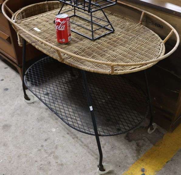 MCM Wicker and Wrought Iron Bar Cart, Minor Losses