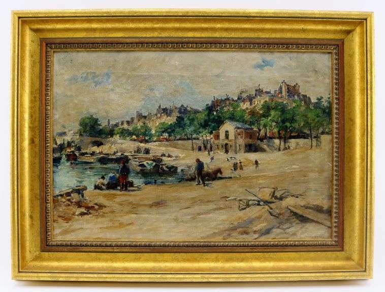 Jules Eugene Pages (France/CA 1867-1946) Oil On Canvas Painting Of Parisian Scene