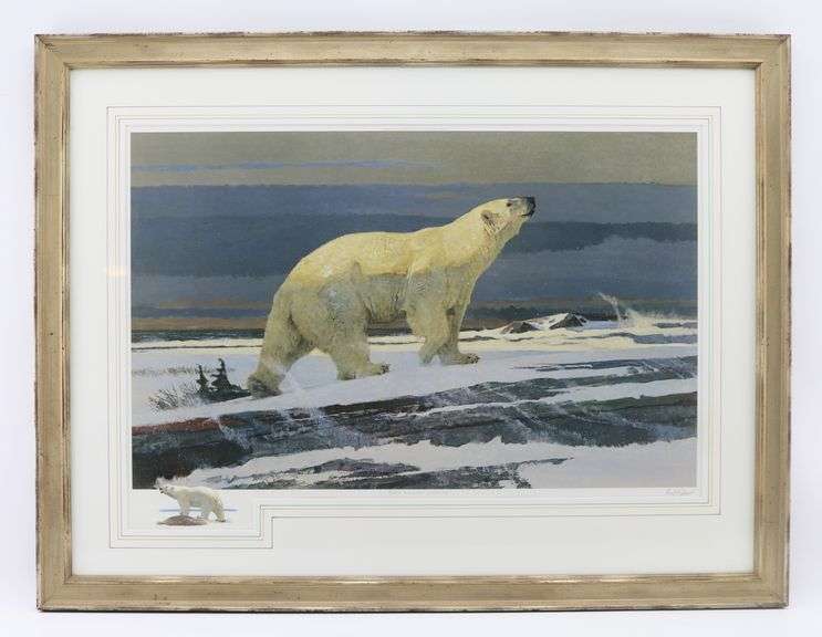Bob Kuhn Polar Bear With Watercolor Remarque For Boone & Crockett Club Centennial