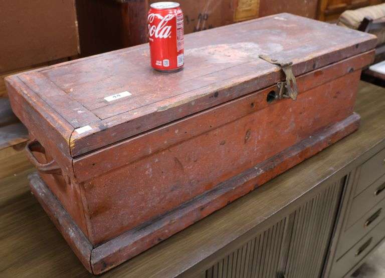 Vintage Carpenter's Tool Chest in Red Paint