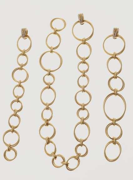 David Yurman 3 Piece 18k Yellow Gold & Diamond Crossover 32" Necklace 107.6g