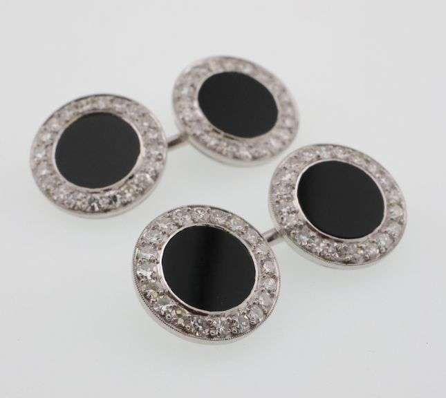 Platinum Onyx & Diamond Cufflinks 11.5g