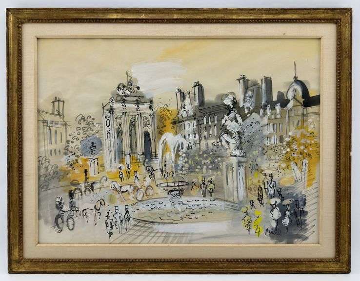 Charles Cobelle (CT/France, 1902-1998) Watercolor And Gouache Cityscape Painting