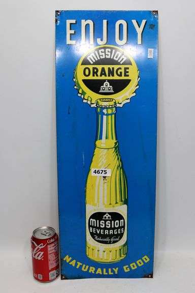 Vintage Mission Orange Tin Advertising Sign - Dixon's Auction at Crumpton
