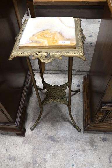 Victorian Onyx and Brass Stand, Chips