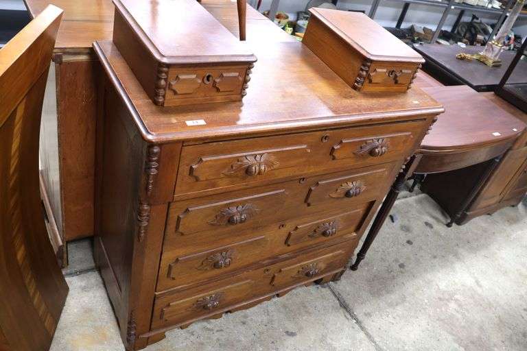 Victorian Walnut Chest with Glove Drawers