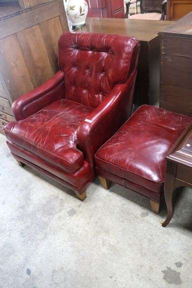 Dupe Manual Reclining Chair, Button Tufted Design, Red Polyester main image 0