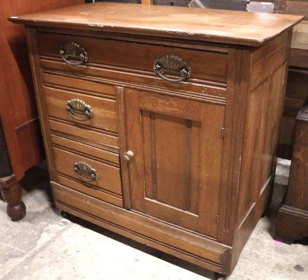 Antique Golden Oak Washstand Base