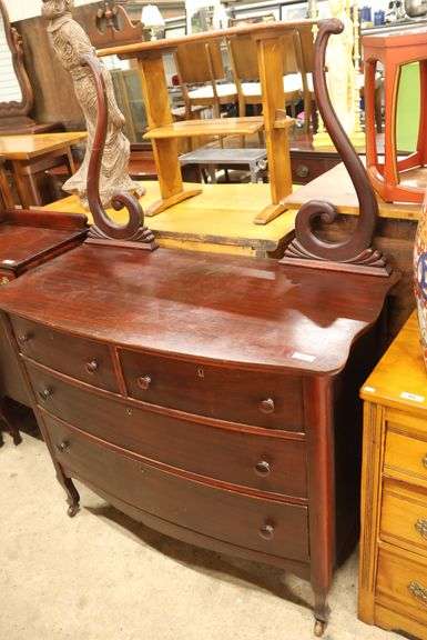 Antique Carved Mahogany Dresser, Missing Mirror