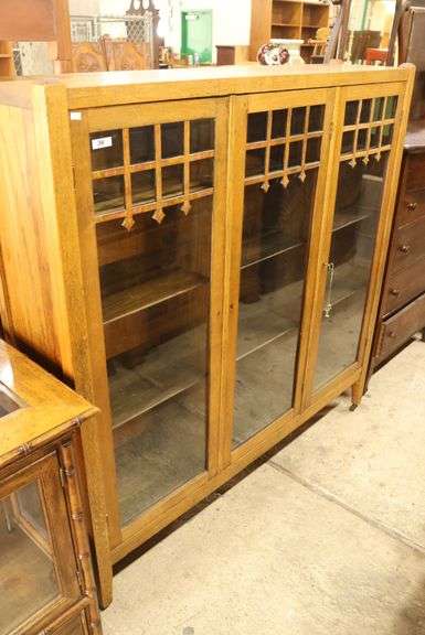 Antique Mission Oak Bookcase, Minor Veneer Damage
