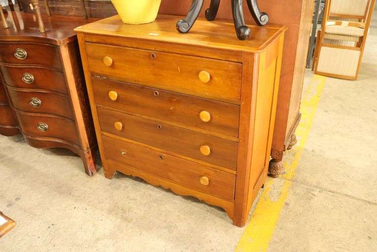 Antique Cottage Pine Chest of Drawers, Two Pulls As-Is
