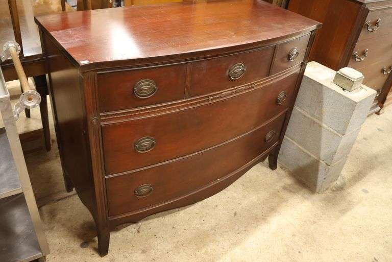 Depression Era Mahogany Bow Front Dresser
