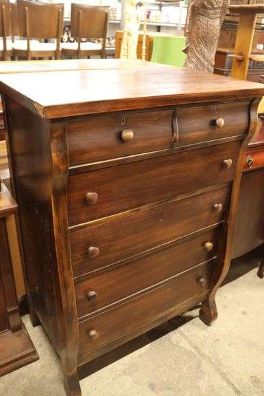 Antique Stained Chest, Veneer Chips