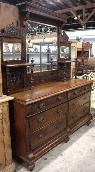 Victorian Carved Mahogany Server