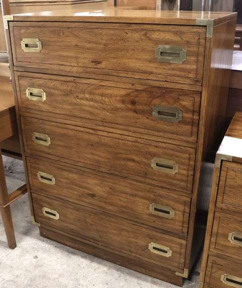 MCM Campaign Style Five Drawer Chest