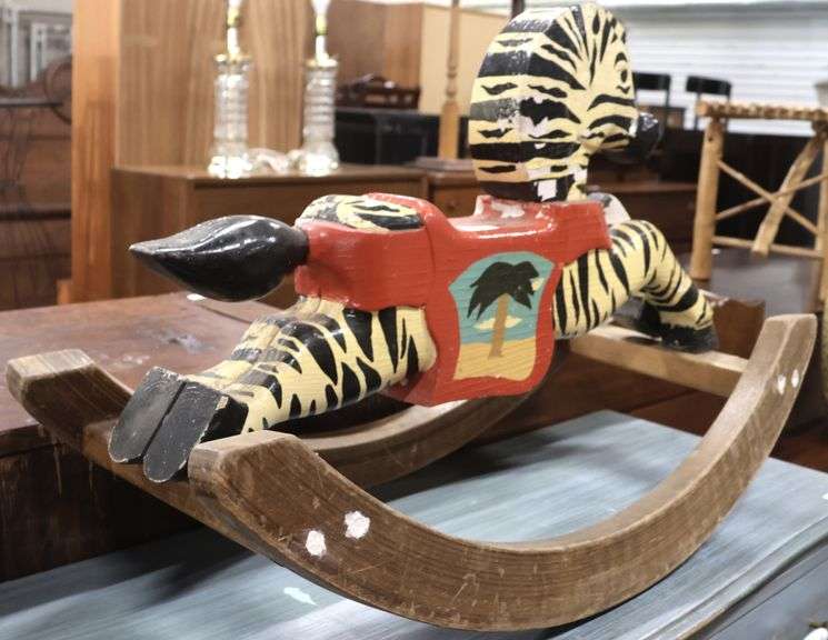 Ethnographic Folk Art Rocking Zebra, As-Is