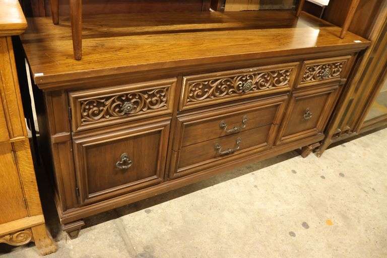 MCM Spanish Colonial Style Credenza, Shadow on Top