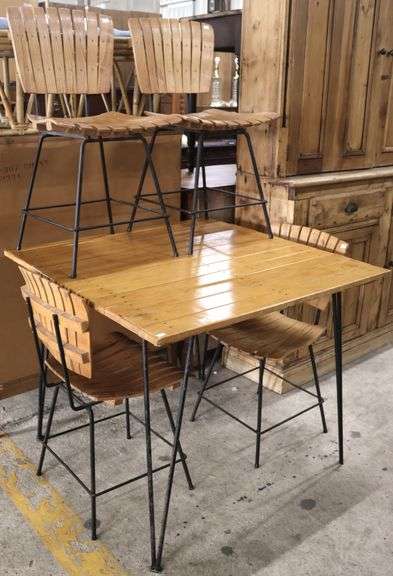Arthur Umanoff MCM Slat Table and Four Chairs