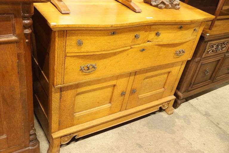 Antique Golden Oak Claw Foot Sideboard
