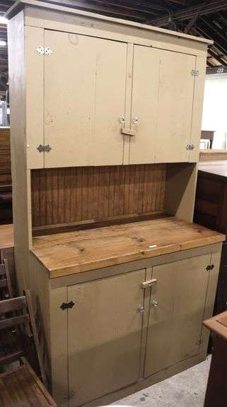 Modern Farmhouse Painted Pine One Piece Stepback Cupboard