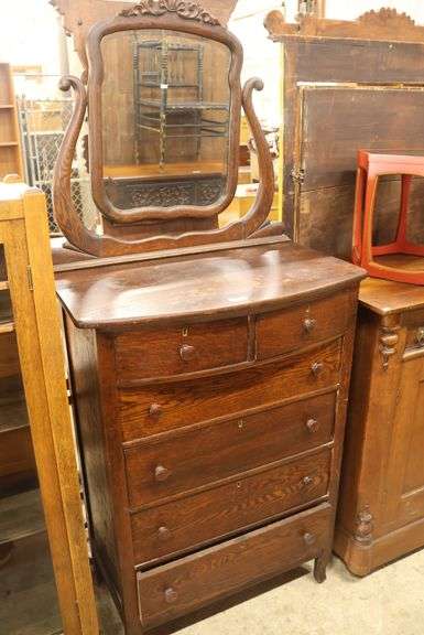 Antique Golden Oak Dresser with Mirror