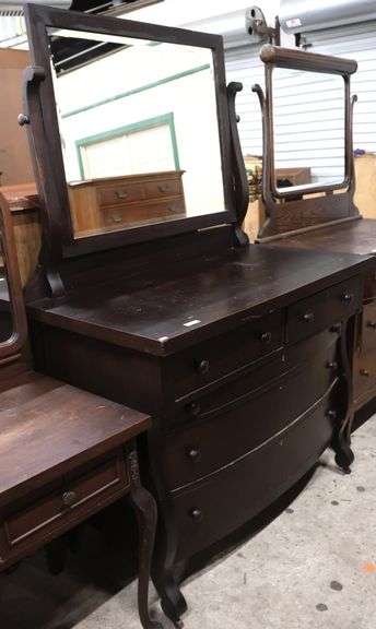 Colonial Revival Empire Style Mahogany Dresser with Mirror