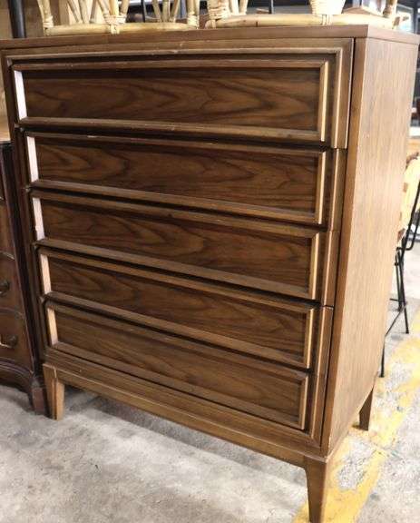 Dixie MCM Walnut Five Drawer Chest, Minor Imperfections