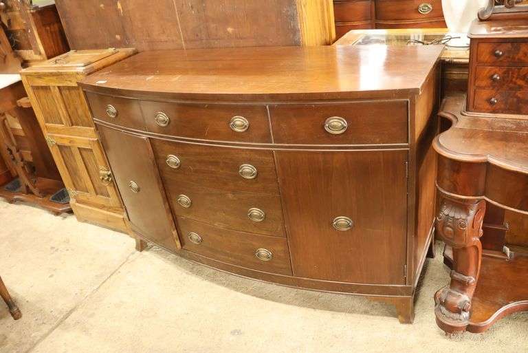 Depression Era Mahogany Bow Front Server