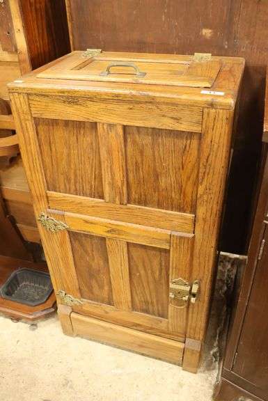 Antique Diminutive Golden Oak Ice Box
