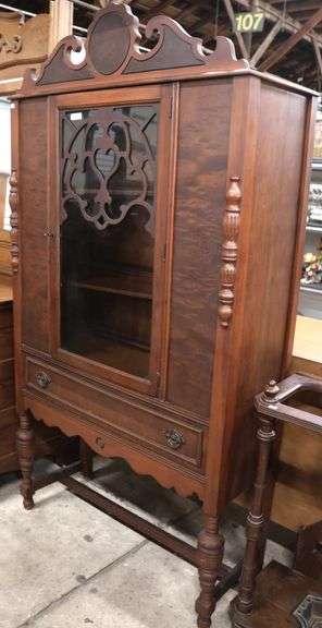 Depression Era Walnut China Cabinet