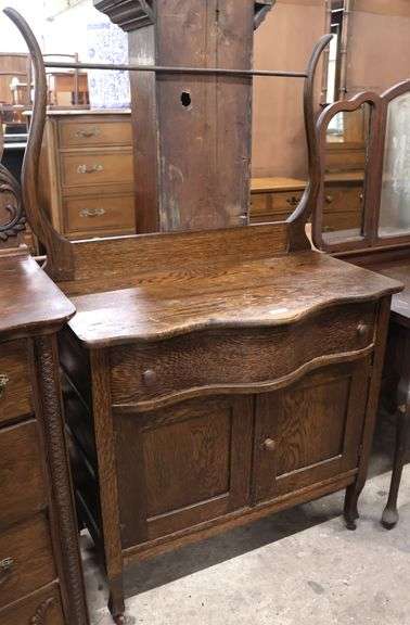 Antique Golden Oak Washstand, Old Finish
