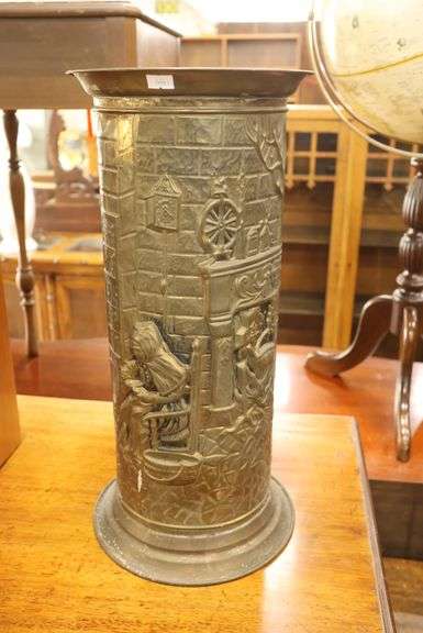 Victorian Brass Repousse Umbrella Stand