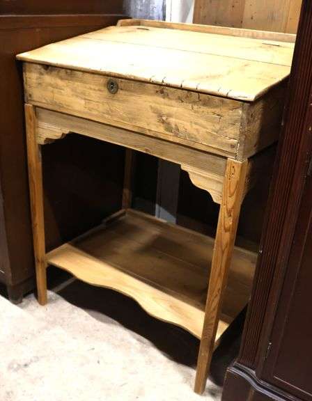Antique English Waxed Pine Schoolmaster's Desk