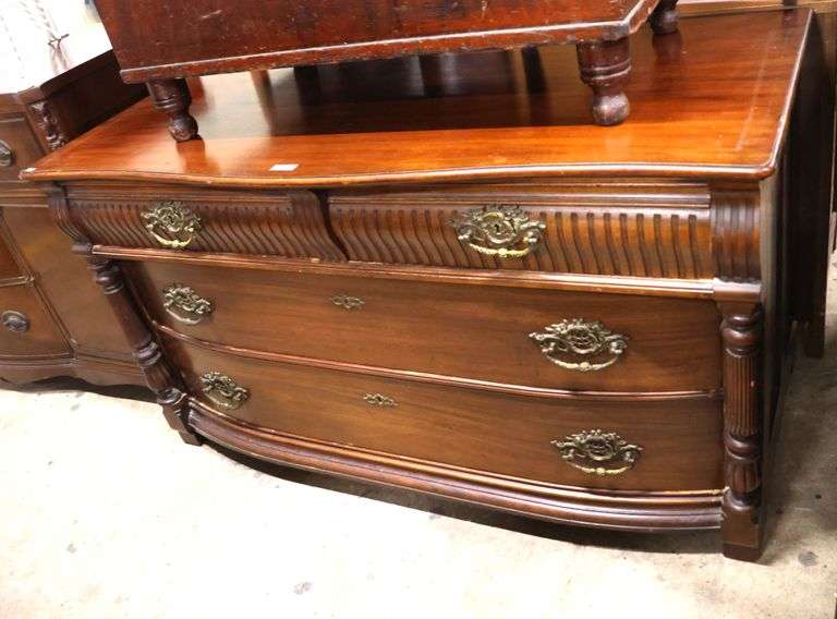 Victorian Carved Mahogany Three Drawer Dresser Base