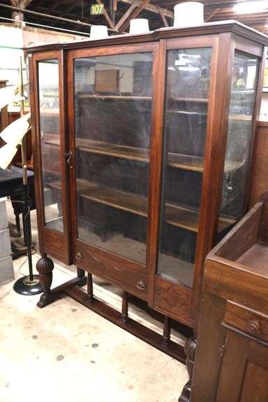 Depression Era Walnut China Cabinet