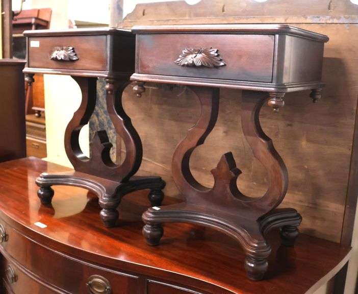 Pair Quality Reproduction Victorian Walnut End Tables