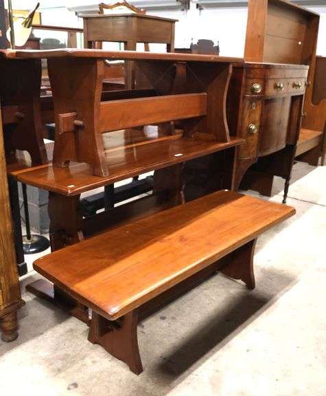 Vintage Farmhouse Trestle Table and Benches