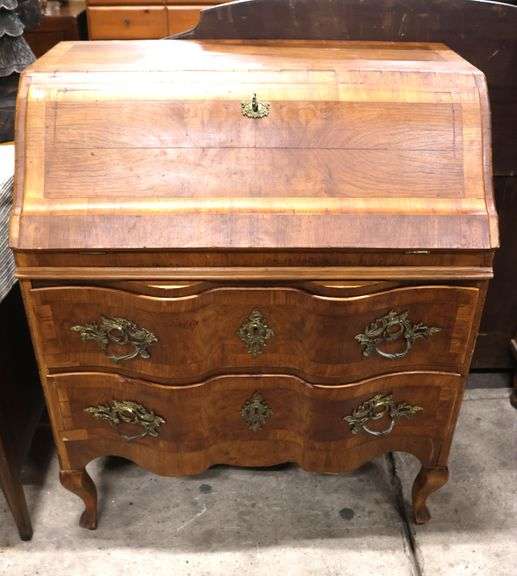 Italian Baroque Serpentine Slant Front Desk