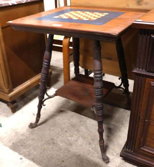 Upcycled Victorian Parlor Table with Checkerboard Top