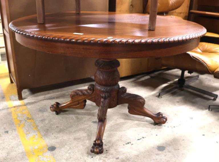 Victorian Carved Mahogany Claw Foot Dining Table